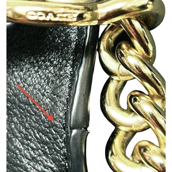 Coach Lexy Lexi Bag Purse F22210 Black Pebbled Leather Gold Tone Chain Handles - Picture 14 of 16